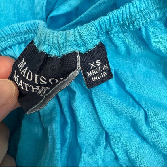 Madison Matthews Long Coverup Maxi Dress Sz XS aqua blue white embroidery - Picture 6 of 7